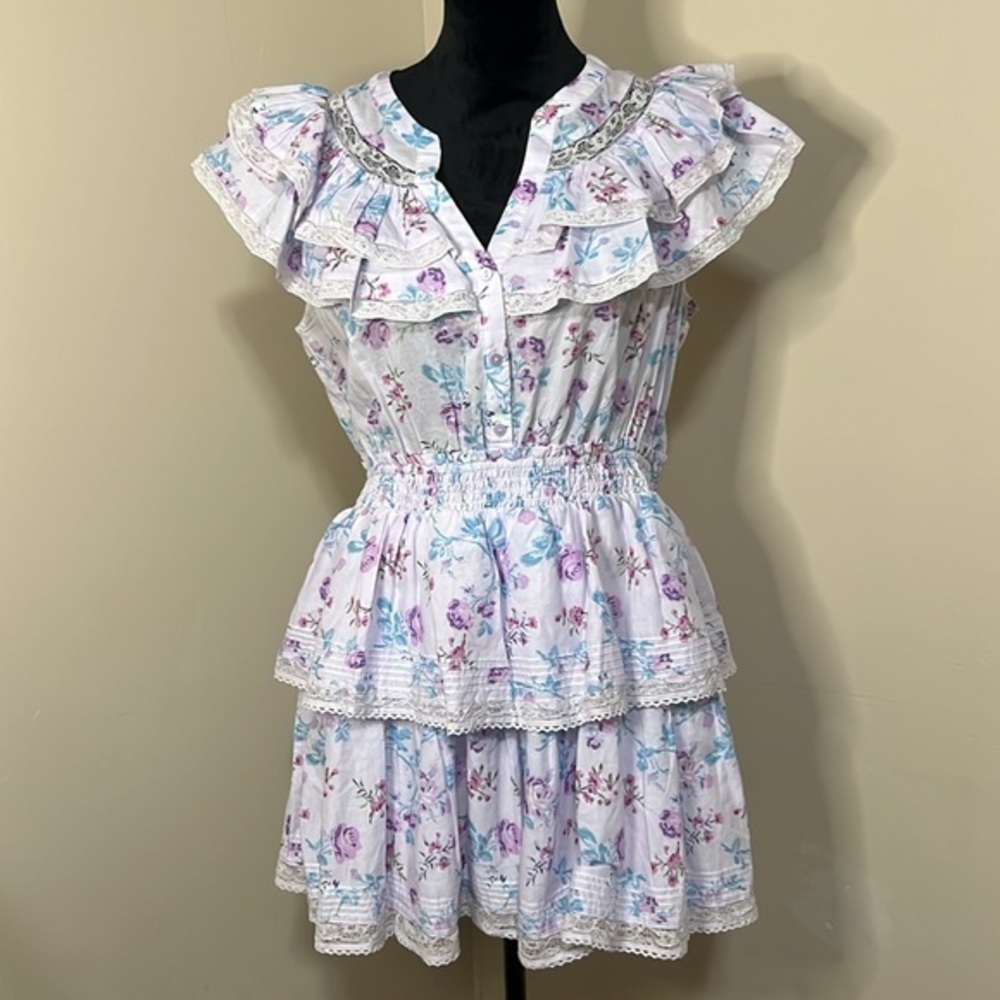 LoveShackFancy x Target Lou Floral Purple Prairie Cottagecore Ruffle Mini Dress